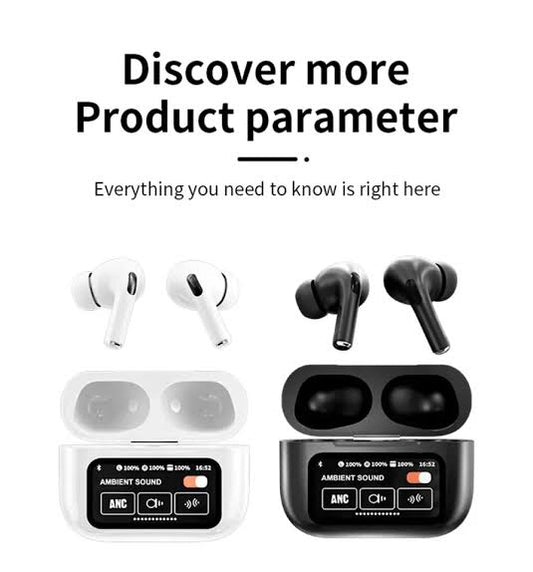 A9 Pro Airpods - AirPods Pro ANC - AirPods Pro 2 with LCD display - Noise-cancelling earbuds