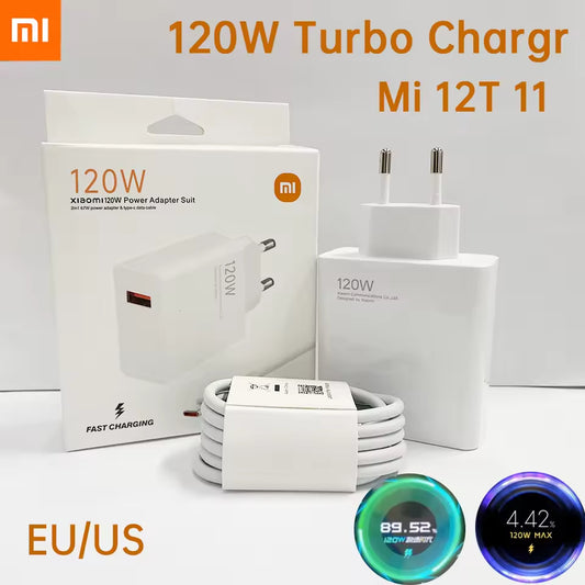 Original 120W / 67W Fast Charging Adapter + 6A USB-C Cable – Supports Quick Charge 5.0 - Cable Adapter – PD Quick Charge for Xiaomi, Samsung, iPhone, infinix, Realme, Oppo